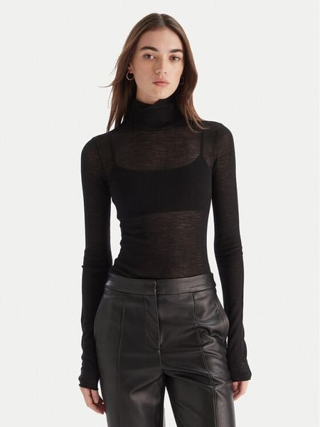 Patrizia Pepe Bluzka 2K0347/K034-K103 Czarny Slim Fit. Czarne bluzki Patrizia Pepe, bez wzorów, z wełny, bez kołnierzyka, bez ramiączek. Za 869.99 zł.