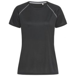 Koszulka Damska Team Raglan Active T-shirt. Czarne t-shirty STEDMAN, m, bez wzorów, bez kołnierzyka, bez ramiączek. Za 71.99 zł.