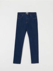 Jeansy straight mid waist - niebieski. Niebieskie jeansy Sinsay, l, bez wzorów. W wyprzedaży za 42.99 zł.
