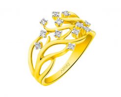 Pierścionek z żółtego złota z brylantami - 0,21 ct - próba 585. Żółte pierścionki Apart, z brylantem, złote. Za 5,190.00 zł.