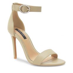 Sandały Nine West. Brązowe sandały Nine West, bez wzorów, bez obcasa, na szpilce, bez zapięcia. Za 183.99 zł.