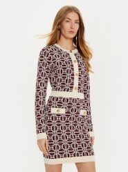 Elisabetta Franchi Sukienka dzianinowa AM-31B-47E2-V440 Bordowy Slim Fit. Czerwone sukienki Elisabetta Franchi, bez wzorów, z dzianiny, bez kołnierzyka, bez ramiączek. Za 999.99 zł.