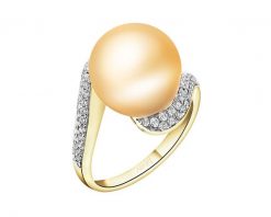 Pierścionek z żółtego złota z brylantami i perłą Golden South Sea - próba 585. Niebieskie pierścionki Apart, z brylantem, złote. Za 14,990.00 zł.