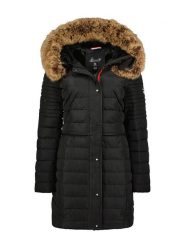 Geographical Norway Płaszcz pikowany "Charlize" w kolorze czarnym rozmiar: XL. Czarne płaszcze Geographical Norway, xl, z aplikacjami, bez kaptura. Za 250.35 zł.
