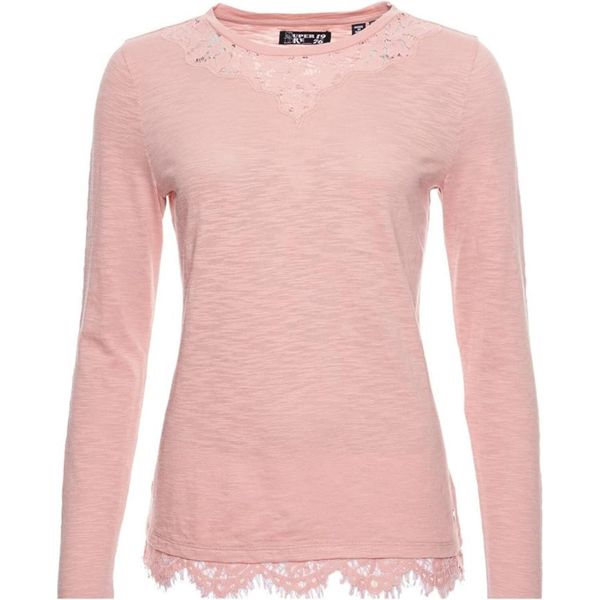 Bluzka treningowa damska SuperDry Ellis Lace Ls Top. Czerwone bielizna sportowa Superdry, bez wzorów, z bawełny. W wyprzedaży za 91.00 zł.