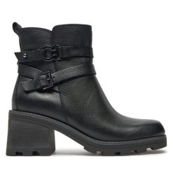 Botki Caprice. Czarne botki Caprice, bez wzorów, bez obcasa, na słupku, bez zapięcia. Za 499.99 zł.