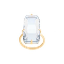 Pierścionek Glamour o szlifie bagietowym z kryształem, pozłacany. Białe pierścionki Lilou, z kryształem, pozłacane. Za 229.00 zł.