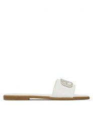 DeeZee Klapki Q877-44 Biały. Białe klapki DeeZee, bez wzorów, z materiału, bez obcasa. Za 119.99 zł.