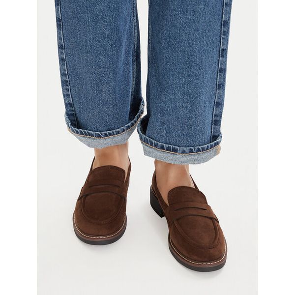 Lordsy JENNY. Brązowe lordsy Jenny, bez wzorów, bez obcasa, bez zapięcia. Za 129.99 zł.