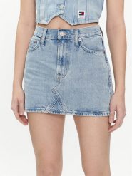 Tommy Jeans Spódnica jeansowa Izzie DW0DW17674 Niebieski Regular Fit. Niebieskie spódnice Tommy Jeans, bez wzorów, z bawełny. Za 299.99 zł.