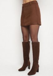 Brązowa Spódnica VICES Mini z Imitacji Zamszu Tavite. Brązowe spódnice Born2be, na co dzień, l, bez wzorów, eleganckie, mini, oversize. Za 79.99 zł.
