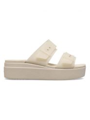 Crocs Klapki "Brooklyn Buckle" w kolorze beżowym rozmiar: 39/40. Brązowe klapki Crocs, bez wzorów, z otwartym noskiem, bez obcasa, na platformie. Za 189.29 zł.