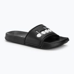 Klapki Diadora Praia. Czarne klapki Diadora, bez wzorów, bez obcasa. Za 83.99 zł.