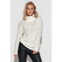 Makadamia Sweter w kolorze kremowym rozmiar: onesize. Brązowe golfy Makadamia, bez wzorów, z wełny, bez ramiączek. Za 79.21 zł.