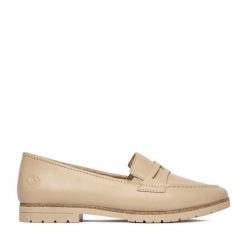 Lordsy Rieker. Brązowe lordsy Rieker, bez wzorów, bez obcasa, bez zapięcia. Za 349.99 zł.