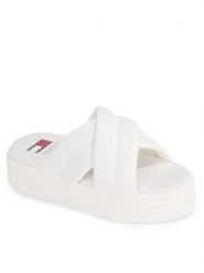 Tommy Jeans Klapki Tjw Lettering Flatform Sandal EN0EN02465 Écru. Klapki Tommy Jeans, bez wzorów, z jeansu, bez obcasa. Za 169.99 zł.