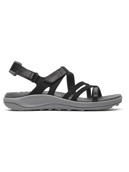 Merrell Skórzane sandały "Harbor Backstrap" w kolorze czarno-szarym rozmiar: 41. Czarne sandały Merrell, bez wzorów, klasyczne, z otwartym noskiem, bez obcasa, bez zapięcia. Za 170.87 zł.