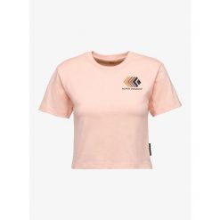 Koszulka z nadrukiem damska Black Diamond Faded Crop SS Tee. Brązowe koszulki sportowe Black Diamond, bez wzorów, bez ramiączek. Za 125.99 zł.
