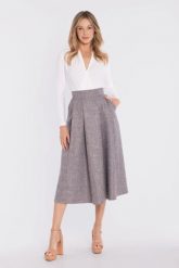 Rozkloszowana spódnica z wysokim stanem szara. Szare spódnice Stylove, m, bez wzorów, eleganckie, midi, rozkloszowane. Za 289.00 zł.