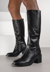 Czarne Kozaki Vices na Obcasie w Stylu Oficerek Afurrive. Czarne kozaki Born2be, z jeansu, bez obcasa, na obcasie, bez zapięcia. Za 149.99 zł.