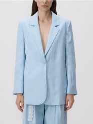 Marynarka z wiskozą - jasnoniebieski. Niebieskie marynarki i żakiety Reserved, l, bez wzorów, z tkaniny. Za 229.99 zł.