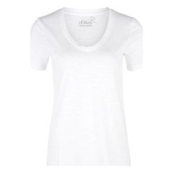 S.Oliver T-shirt damski 04.899.32.5073 . 0100 White (rozmiar 40). Białe t-shirty S.Oliver, s, bez wzorów, bez kołnierzyka, bez ramiączek. W wyprzedaży za 49.00 zł.