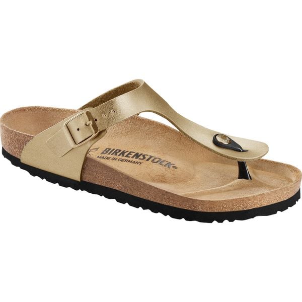 Klapki Damskie Gizeh Buckle. Czarne klapki Birkenstock, bez wzorów, z materiału, bez obcasa, na słupku. Za 452.00 zł.
