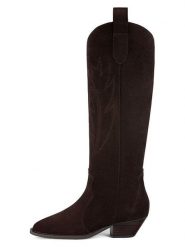 Loft37 Skórzane kowbojki w kolorze brązowym rozmiar: 41. Brązowe botki loft37, bez wzorów, bez obcasa, bez zapięcia. Za 478.99 zł.