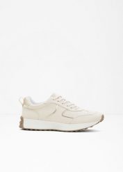 Sneakersy z metalicznymi detalami. Brązowe obuwie sportowe bonprix, bez zapięcia. Za 124.99 zł.