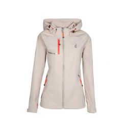 Kurtka softshell damska AULP ROSSA wodoodporna oddychająca regulowana z kapturem. Brązowe kurtki sportowe Aulp, bez wzorów, z softshellu, z kapturem, trekkingowe. W wyprzedaży za 299.99 zł.