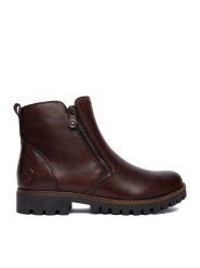 Rieker Botki CEO-78556-28 Brązowy ciemny. Brązowe botki Rieker, bez wzorów, ze skóry, bez obcasa, na płaskiej podeszwie, bez zapięcia. Za 469.99 zł.