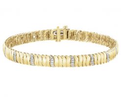 Bransoletka z żółtego złota z diamentami - 18 cm - 0,35 ct - próba 585. Żółte bransoletki Apart, z diamentem, złote. Za 19,990.00 zł.