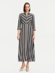 YAS Sukienka koszulowa Savanna 26022663 Granatowy Loose Fit. Niebieskie sukienki YAS, s, bez wzorów, z wiskozy, bez kołnierzyka, bez ramiączek, koszulowe. Za 219.99 zł.