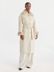 YES LONDON Płaszcz wełniany CD1211ECO Écru Regular Fit. Płaszcze YES LONDON, na zimę, bez wzorów, z syntetyku, bez kaptura. Za 2,749.00 zł.