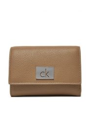 Calvin Klein Mały Portfel Damski Ck Plaque Small Trifold W/Zip K60K612834 Szary. Szare portfele Calvin Klein, bez wzorów, ze skóry. Za 179.99 zł.