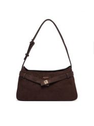 Guess Torebka Ella HWSG97 54180 Brązowy ciemny. Brązowe torebki klasyczne Guess, z aplikacjami, z materiału, bez dodatków. Za 544.99 zł.