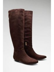 Guess Kozaki 185190 Brązowy. Brązowe kozaki Guess, bez obcasa, na słupku, bez zapięcia. Za 674.99 zł.