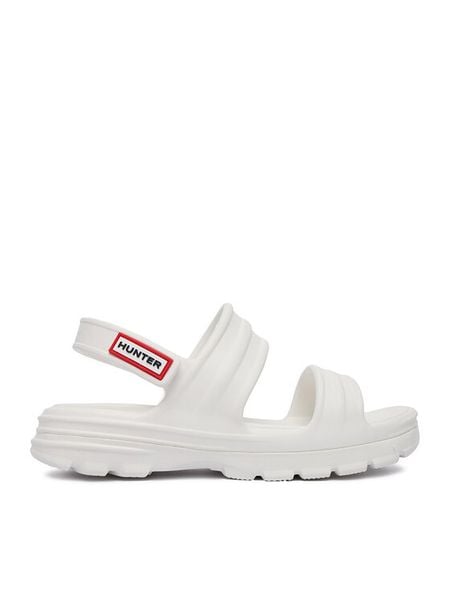 Hunter Sandały HUN8761 Biały. Białe sandały Hunter, bez wzorów, z syntetyku, bez obcasa, na płaskiej podeszwie, bez zapięcia. Za 139.99 zł.