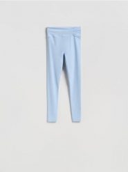 Legginsy z marszczeniem - jasnoniebieski. Niebieskie legginsy Reserved, l, bez wzorów, z dzianiny. Za 119.99 zł.