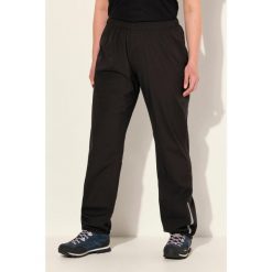 Damskie spodnie przeciwdeszczowe wodoodporne odblaskowy pasek elastyczny pas. Czarne spodnie sportowe Ulla Popken, plus size, bez wzorów, z materiału, trekkingowe. Za 244.99 zł.