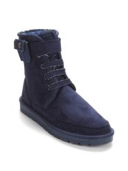 ISLAND BOOT Botki zimowe "Imaan" w kolorze granatowym rozmiar: 39. Niebieskie botki Island Boot, na zimę, z aplikacjami, z materiału, z okrągłym noskiem, bez obcasa, bez zapięcia. Za 167.28 zł.