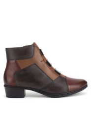 Rieker Botki Y0764-35 Brązowy. Brązowe botki Rieker, bez wzorów, ze skóry, bez obcasa, na płaskiej podeszwie, bez zapięcia. Za 335.00 zł.