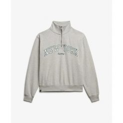 Bluza damska z zamkiem 1/2 Superdry Athletic Ess Applique. Szare bluzy sportowe Superdry, l, bez wzorów, z materiału, bez kaptura. Za 253.00 zł.