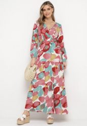 Czerwona Wiskozowa Sukienka z Gumką w Pasie i Materiałowym Paskiem z Trójkątnym Dekoltem Fumella. Czerwone sukienki Born2be, na co dzień, l, bez wzorów, z materiału, klasyczne, bez kołnierzyka, bez ramiączek, maxi, proste. Za 59.99 zł.