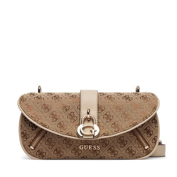 Torebka Guess. Brązowe listonoszki Guess, z aplikacjami, bez dodatków. Za 344.99 zł.