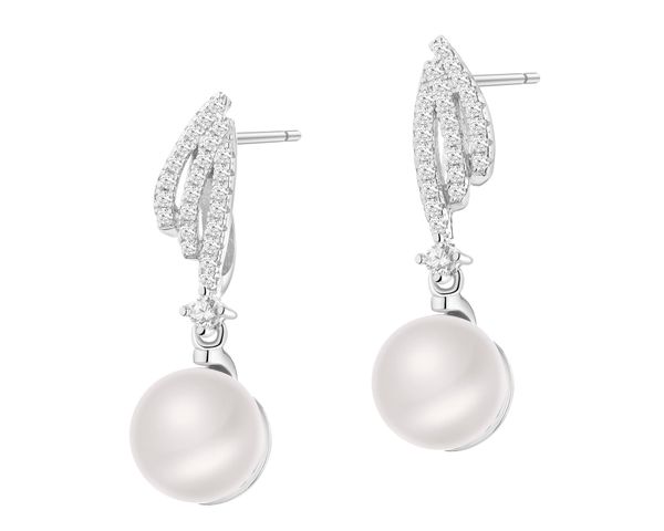 Kolczyki srebrne z perłami i cyrkoniami. Szare kolczyki Apart, z cyrkonią, srebrne. Za 189.00 zł.