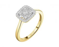 Pierścionek z żółtego złota z diamentami - 0,25 ct - próba 585. Żółte pierścionki Apart, z diamentem, złote. Za 4,490.00 zł.