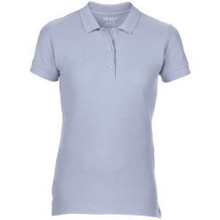Damska Sportowa Bawełniana Koszulka Polo Premium Double Pique. Niebieskie koszulki polo GILDAN, xl, bez wzorów, z bawełny, bez kołnierzyka, bez ramiączek. Za 58.99 zł.