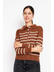 ASSUILI Sweter w kolorze jasnobrązowo-białym rozmiar: 42. Białe swetry Assuili, bez wzorów, bez ramiączek. Za 100.99 zł.