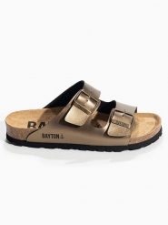BAYTON Klapki "Atlas" w kolorze brązowym rozmiar: 39. Brązowe klapki Bayton, bez wzorów, z otwartym noskiem, bez obcasa. Za 139.95 zł.
